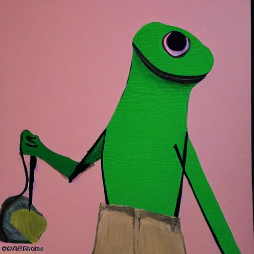 Image similar to The Pepe frog dressed as a modern French artist