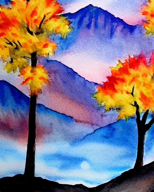 Image similar to autumn mountain watercolor by arti chauhan light color