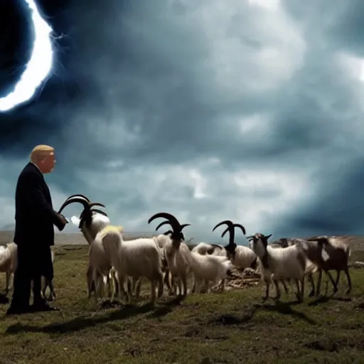 Prompt: a goat president starting the apocalypse