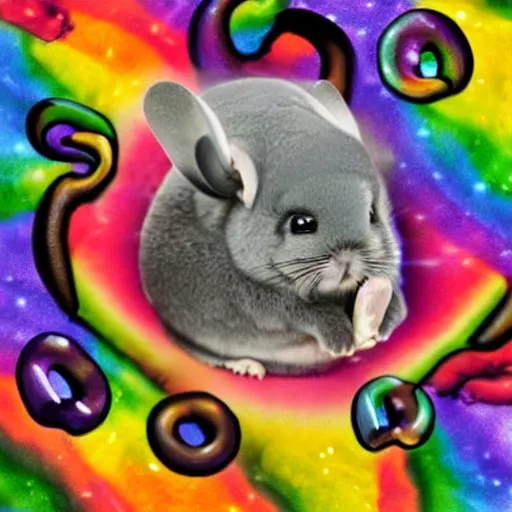 Image similar to cosmic chinchilla pooping rainbow jellybeans