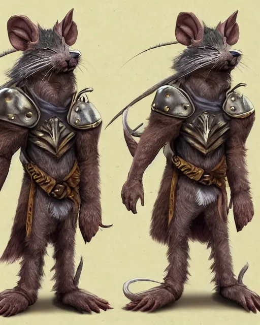 Image similar to a full body shot of an anthro furry rat wearing a fantasy medieval armor striking a heroic pose, fantasy, artstation, furry art, furaffinity, deviantart, symmetrical, highly detailed, award winning, trending