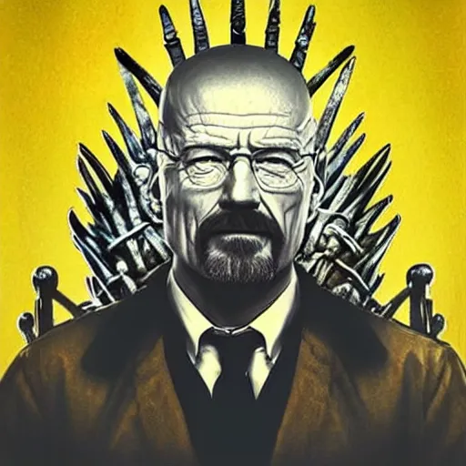 Image similar to “ very very intricate photorealistic photo of a walter white on the iron throne, detailed studio lighting, award - winning crisp details ”