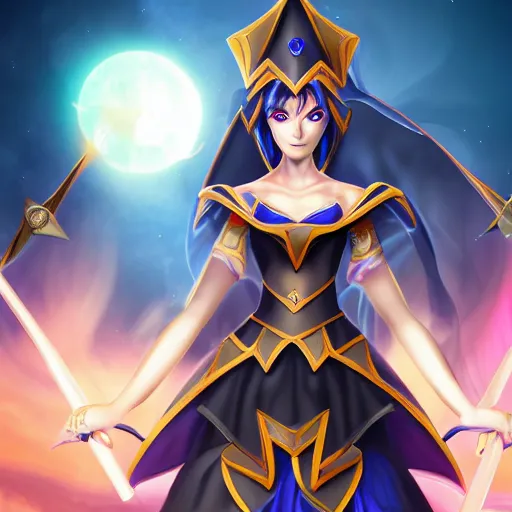 Image similar to beautiful dark magician girl, full body, mystical, ultra detailed, 4 k