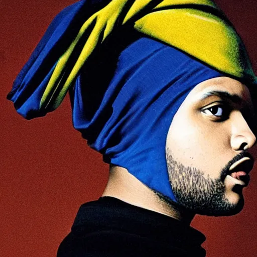 Image similar to the weeknd as girl in a pearl earring