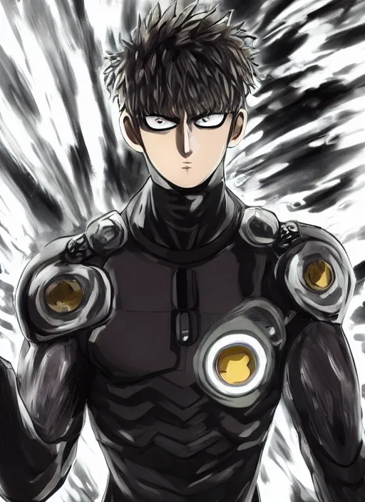 Image similar to A full portrait photo of real-life genos one punch man, f/22, 35mm, 2700K, lighting, perfect faces, award winning photography.