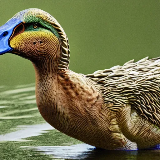 Image similar to a hybrid between a dinosaur and a duck, photography, award winning, national geographic channel, discovery channel, wildlife, 8 k