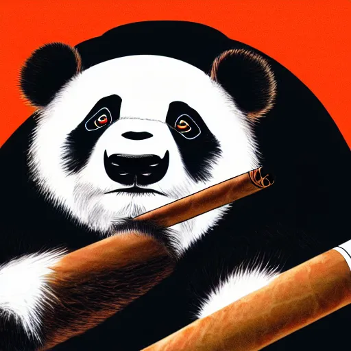 Image similar to patriotic anime panda bear smoking a cigar, 4 k, high resolution, still, landscape, hd, dslr, hyper realistic, illustration, anime