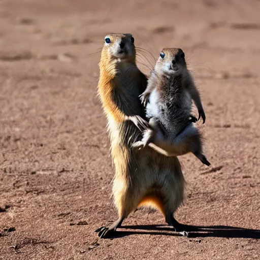 Prompt: Prairie dog riding an Emu into battle