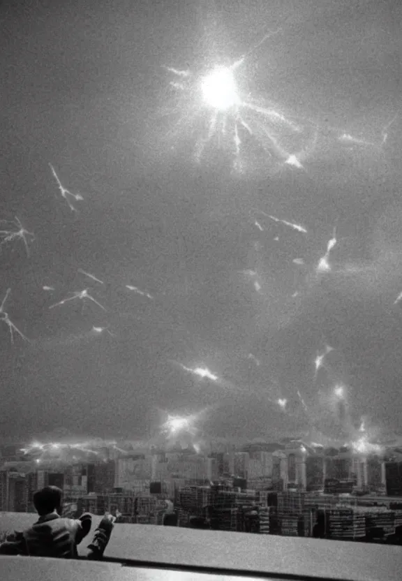 Image similar to Pulgasari the North Korean starfish monster destroying Pyongyang city, volumetric lighting, filmstill, produced by Kim Jong-il, Kodachrome, kaiju-eiga, monster movie, communist propaganda, film noir, 35mm film grain, Cooke Varotal 20-100mm T3.1, monochrome, in the style of Ishirō Honda and Akira Kurosawa