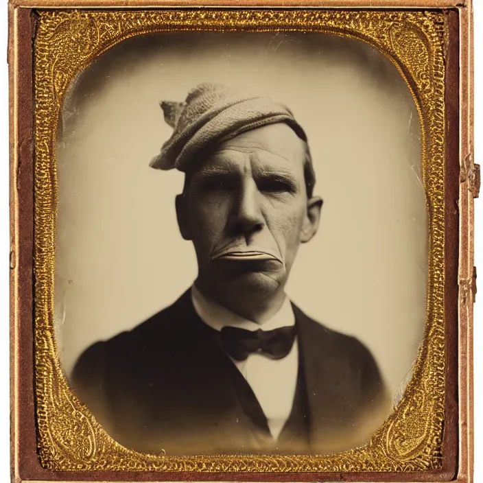 Image similar to facial portrait of donald duck, 1 9 2 1, ambrotype, by george s. cook, award winning