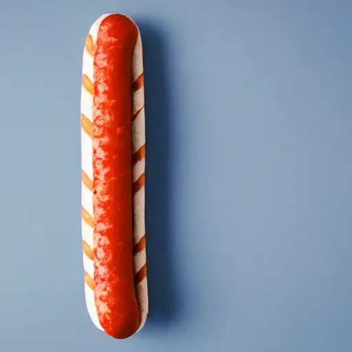 Image similar to infinitely long hotdog, white background