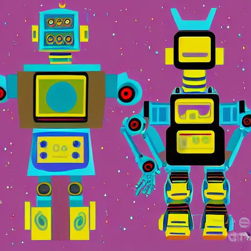 Prompt: robots make robots which make robots, digital art,