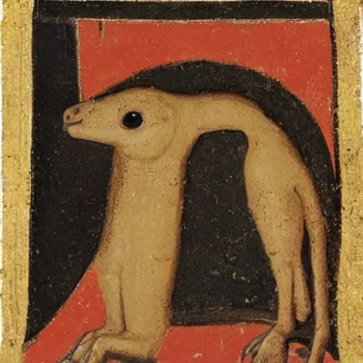 Image similar to a medieval paint of a capibara