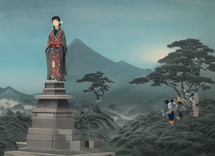 Prompt: japanese painting of a monument by watanabe kazan and gu kaizhi 8 k 3 d and cgsociety