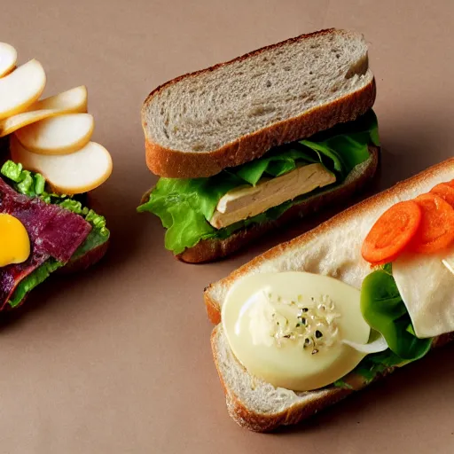 Image similar to knolling of a sandwich.