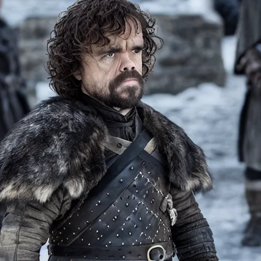 Prompt: peter dinklage as jon snow in game of thrones