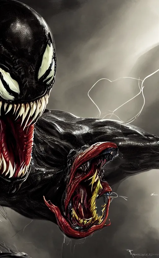 Image similar to venom as the scariest flash, dynamic lighting, fantasy concept art, trending on art station, stunning visuals, creative, cinematic, ultra detailed, ray tracing, sun rays, hyper realistic