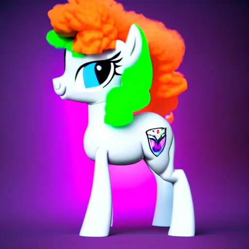 Image similar to white colored stoner pony from my little pony, marijuana themed, weed cutie mark, art, volumetric smoke, colorful, 3 d, render, black hoodie, soft lighting, green mane