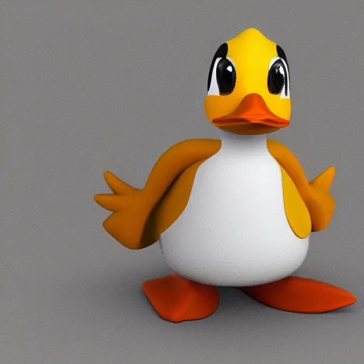 Prompt: 3D render of a duck as a mascot for a platformer game