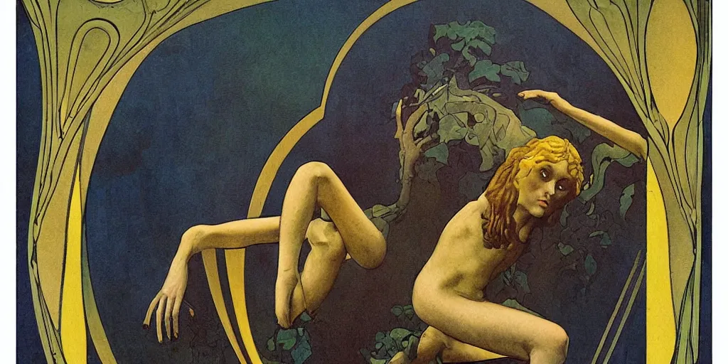 Image similar to An asymmetry still frame of Art Nouveau painting by Richard Corben