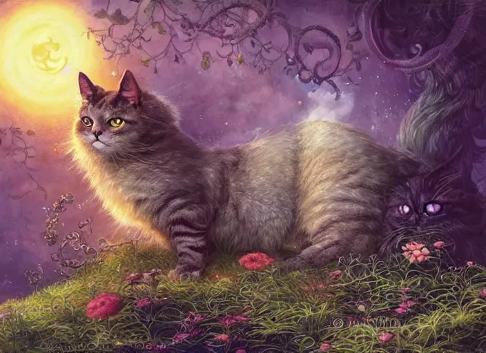 Prompt: magical cat, path traced, highly detailed, high quality, digital painting, by studio ghibli, lise deharme, alexander jansson, paul lehr, tim white, hans zatzka, george stubbs, louis wain