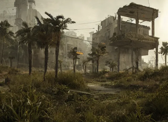 Image similar to algiers post apocalyptic, vegetation, ultra realistic, insane details, cinematic, epic composition, unreal engine, octane render