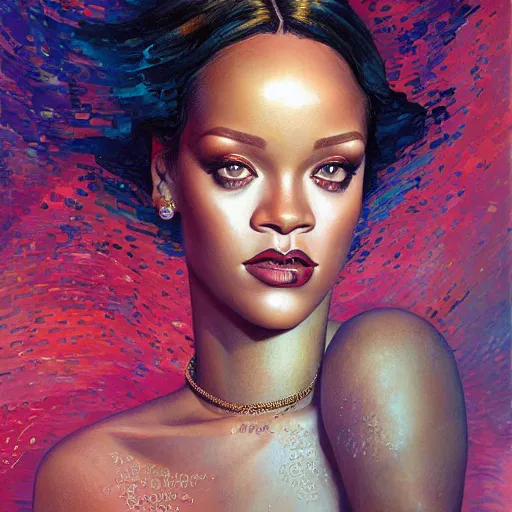 Image similar to a portrait of rihanna by karol bak, christopher balaskas, umberto boccioni and charlie bowater