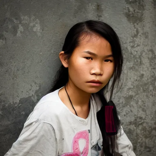 Image similar to portrait of 13-year old Vietnamese girl with defiant look