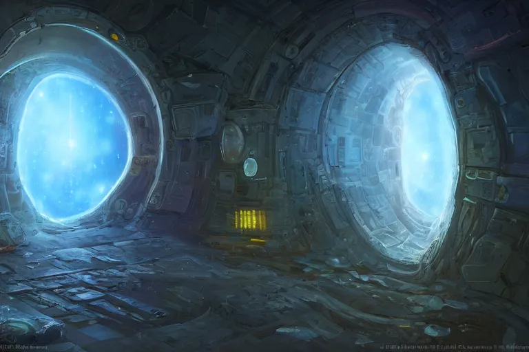 Image similar to A hyperdetailed digital oil painting of A doorway to the galaxy, Trending on ArtStation and DeviantArt