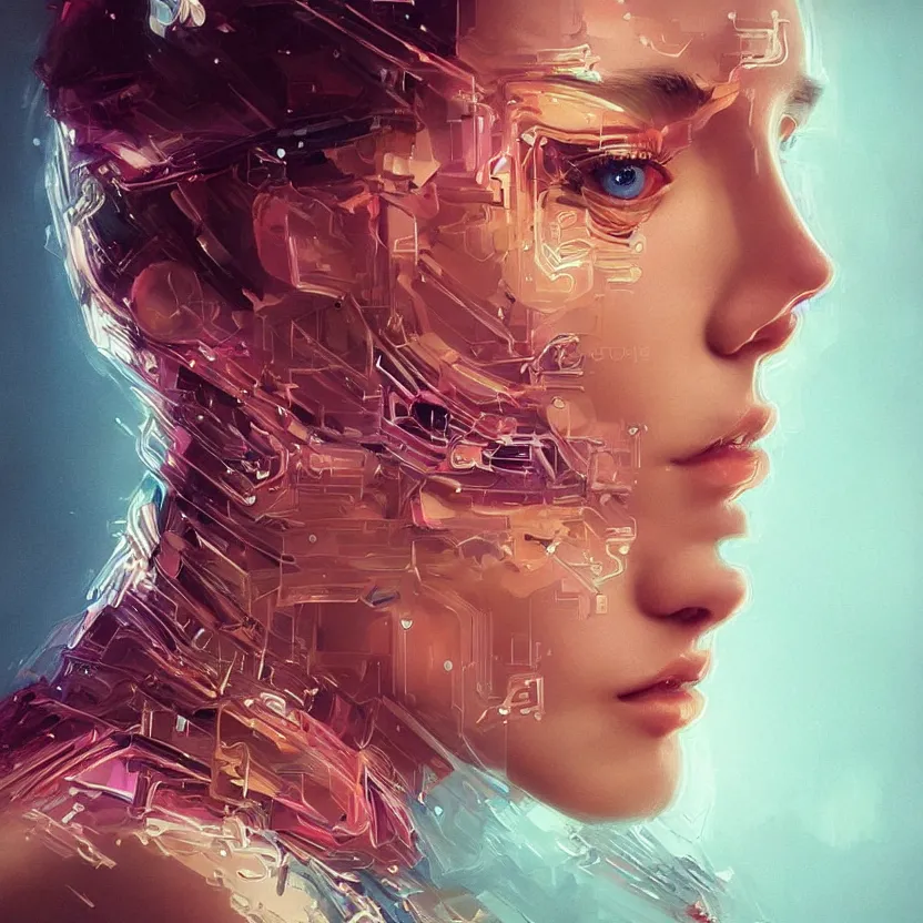 Image similar to a highly detailed photo of very intricate female face portrait, futurism, rococo cyber neon lighting, detailed futuristic fibonacci jewelry, profile posing, hyper photorealistic, crispy quality, digital photography, trending in pinterest, cinematic, 4 k ultra hd, art by pascal blanche, art by greg rutkowski, art by artgerm,