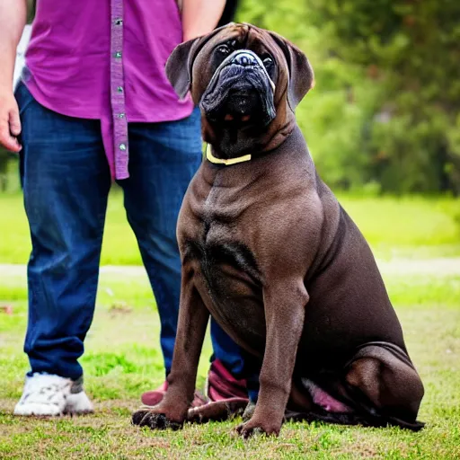 Image similar to a big boerboel dog in front of a wafflehouse