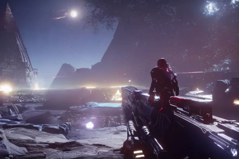 Image similar to destiny 2 lightfall expansion, the pyramids, the darkness, the light, dark guardians, gameplay footage, screenshot, ign article gameplay walkthrough still image, youtube video