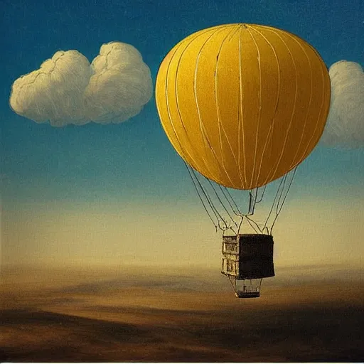 Prompt: “a old yellowed painting on canvas of a hot air balloon floating between the clouds, the balloon is made of the earth as seen from space. Jules vernes, steampunk style, sepia and yellow paper”