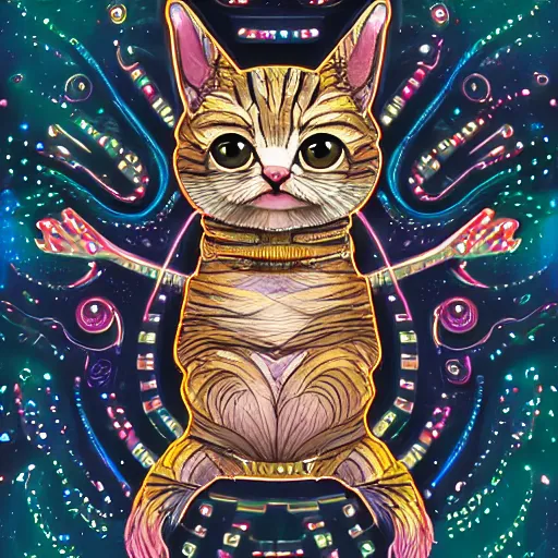 Image similar to a cute galactic alien kitten, hyper detailed, digital art