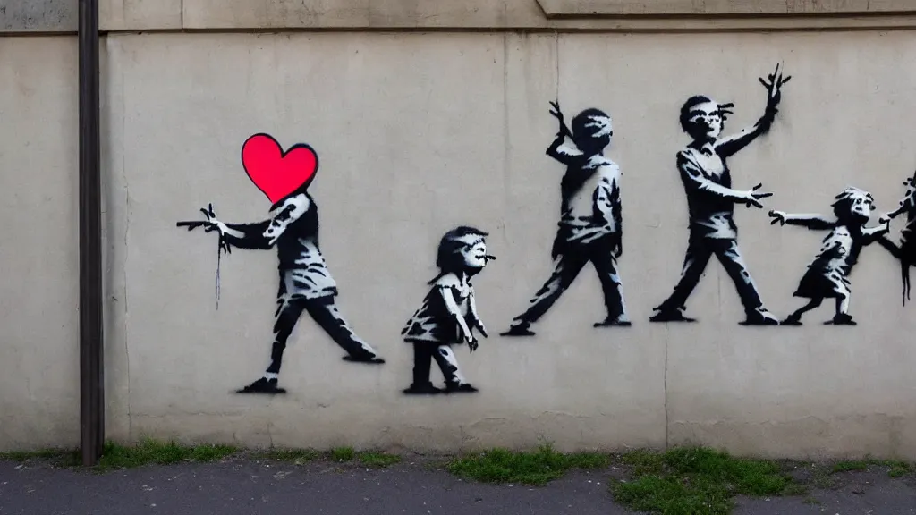 Image similar to wall with famous banksy graffiti