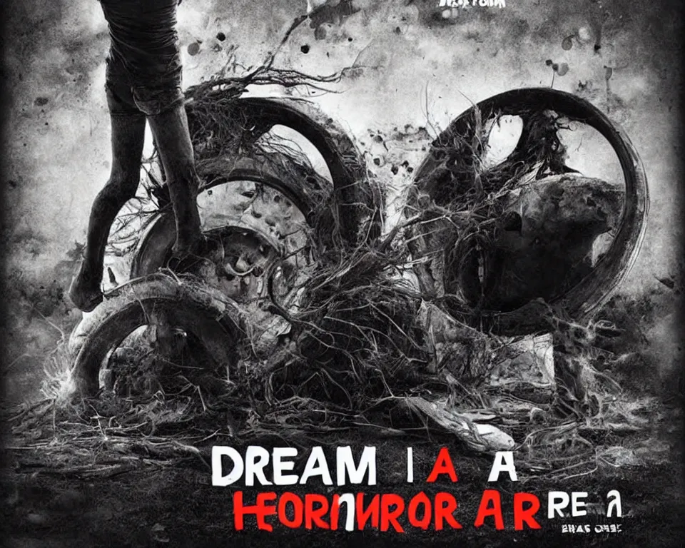 Prompt: ! dream a horror movie poster featuring a car tire in texas