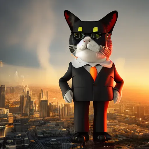 Image similar to octane render, 8 k, perfect readability, a business cat leader of a political party
