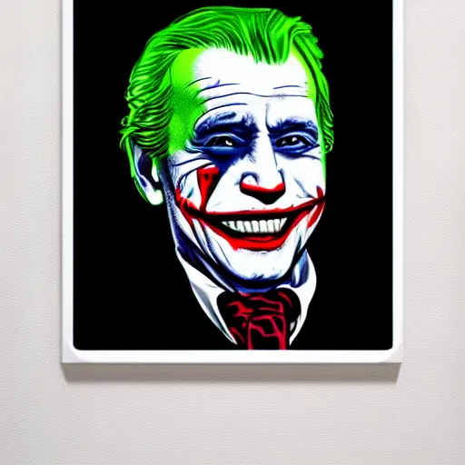 Prompt: portrait of joe biden as the joker, symmetrical, nikon 3 5 mm photography, ultrarealistic