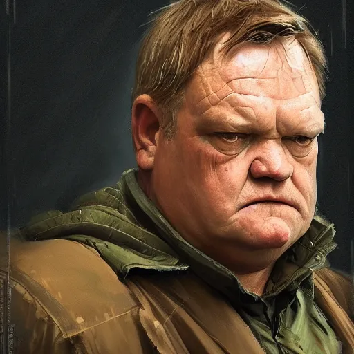 Image similar to portrait of a man by greg rutkowski, he looks like brendan gleeson, wearing the military fatigues of the corellian confederation, star wars expanded universe, he is about 5 0 years old, highly detailed portrait, digital painting, artstation, concept art, smooth, sharp foccus ilustration, artstation hq