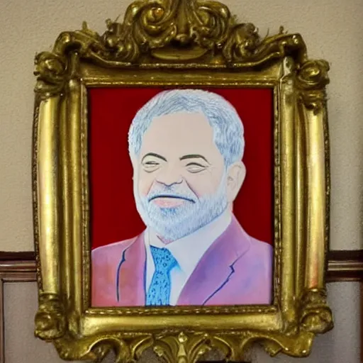 Prompt: portrait en buste of Luis inacio Lula da Silva, painting art