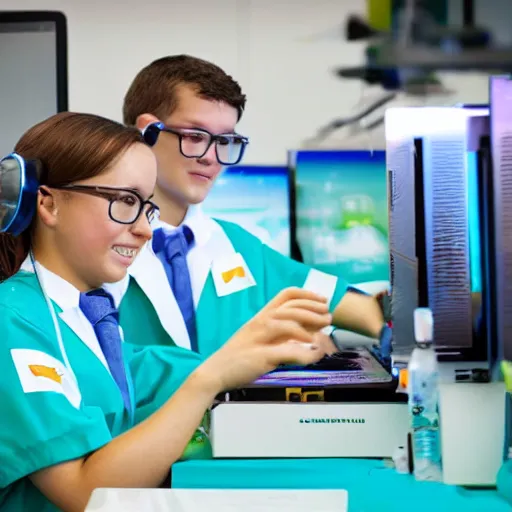 Prompt: A dolphin wearing a chemist outfit playing games on a computer, 4k, award-winning photography