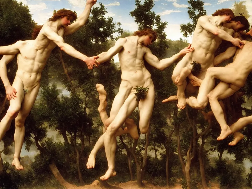 Prompt: the creation of Adam, the first man, bouguereau