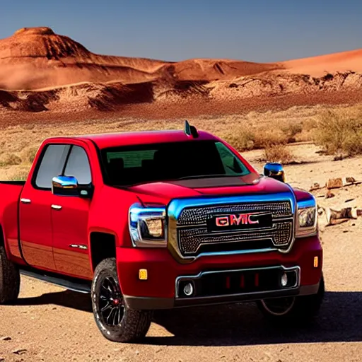 Prompt: gmc truck in the desert