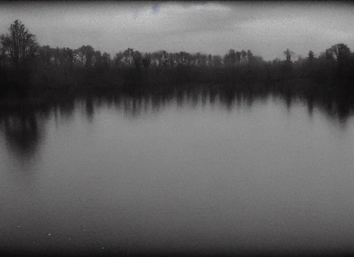 Prompt: lake by Andrei Tarkovsky, boat, mist, lomography photo effect, monochrome, noise grain film