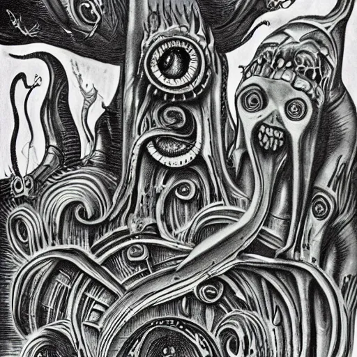 Image similar to a lovecraftian story by h.r Giger