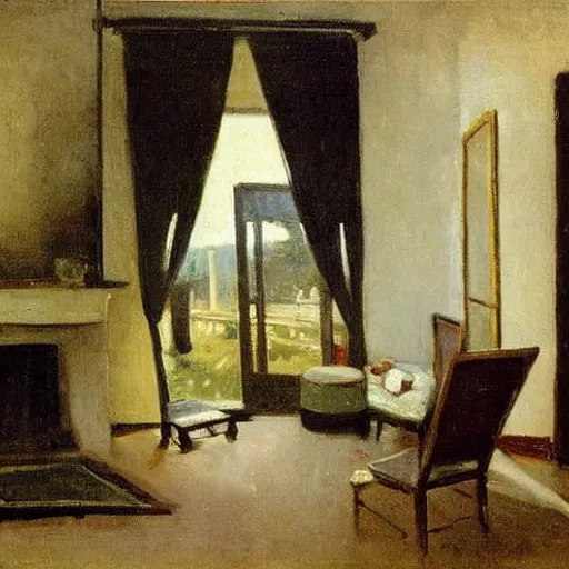 Prompt: miniature living room, by camille corot