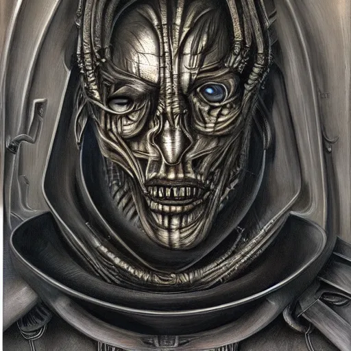 Prompt: a hyper real painting of yair lapid by h.r. giger