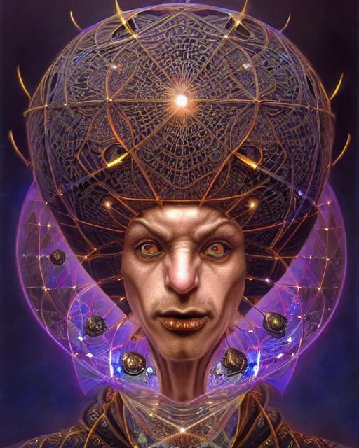 Image similar to front shot of a court jester character, hyperdimensional, bioluminescent hypercubes, ((intricate)), elegant, highly detailed, centered, (((artstation, concept art, smooth, sharp focus, artgerm, Tomasz Alen Kopera, Peter Mohrbacher, donato giancola, Joseph Christian Leyendecker, WLOP, Boris Vallejo))), mugshot!!!!!, ugly!!!!!!, octane render, nvidia raytracing demo, grainy, muted