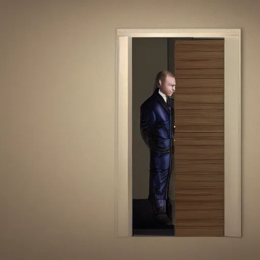 Prompt: Putin hiding in a wardrobe, digital art, trending on artstation, 4k