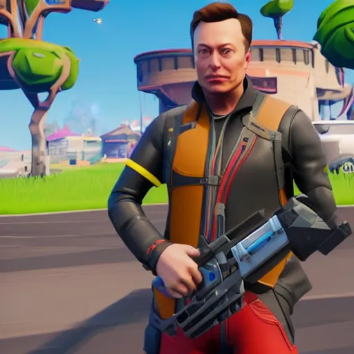 Prompt: Elon Musk in Fortnite, Gameplay screenshot
